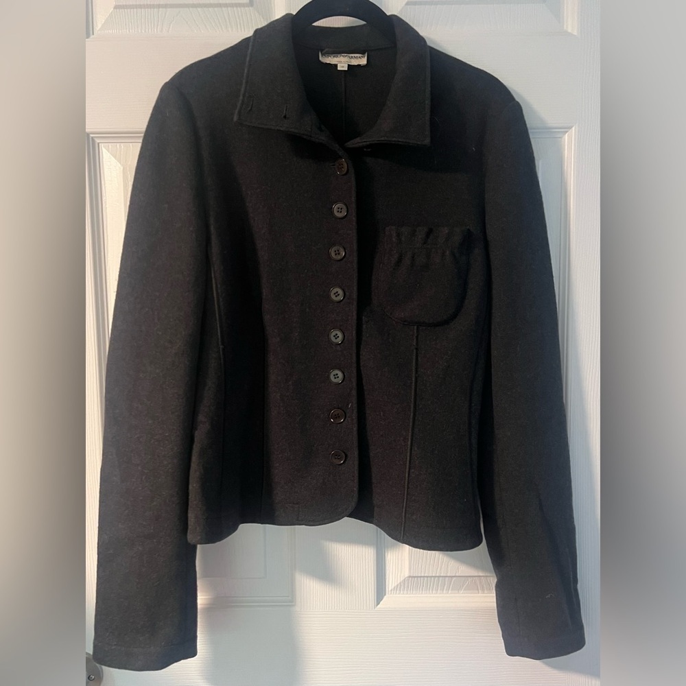 Women's Emporio Armani Dark Gray Wool Blend Jacket